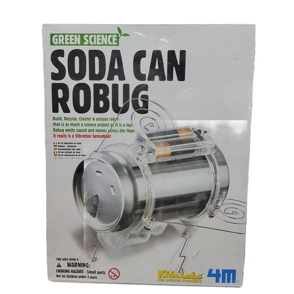 Green Science Soda Can Robug- Build A Robot Kidz Labs Science Kit 4M